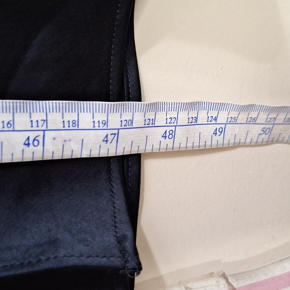 Express Black Satin Cowl Neck Midi Slip Dress Medium Spaghetti Straps Bias cut - Picture 13 of 13